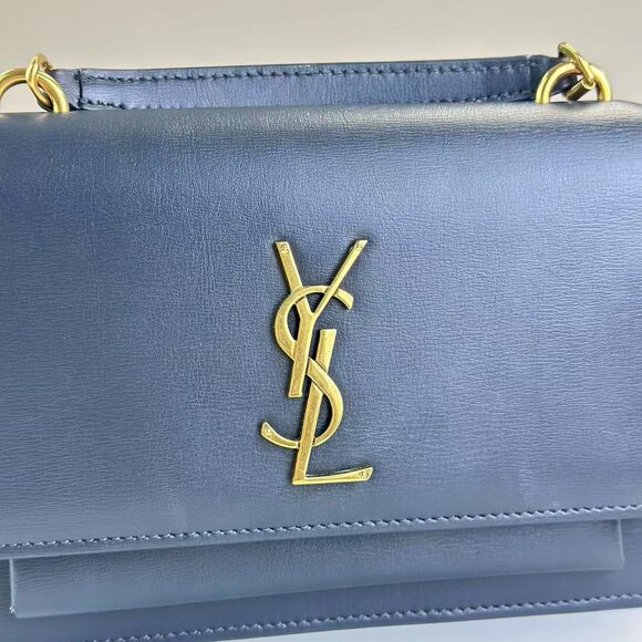 Saint Laurent Grey Leather Small Sunset Top Handle Bag Shoulder Bag Crossbody - Picture 6 of 8